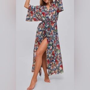 Papinelle Holly Floral Cotton Voile Maxi Robe Sz L